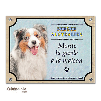 berger australien panneau attention au chien plaque portail je monte la garde
