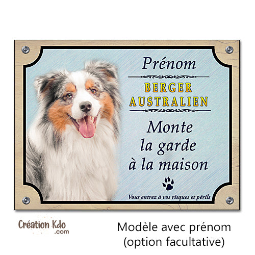 berger australien panneau attention au chien plaque portail je monte la garde