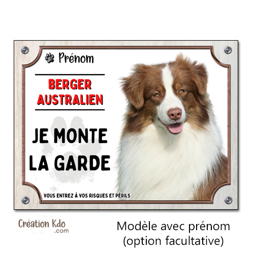 berger australien rouge plaque attention au chien panneau portail je monte la garde