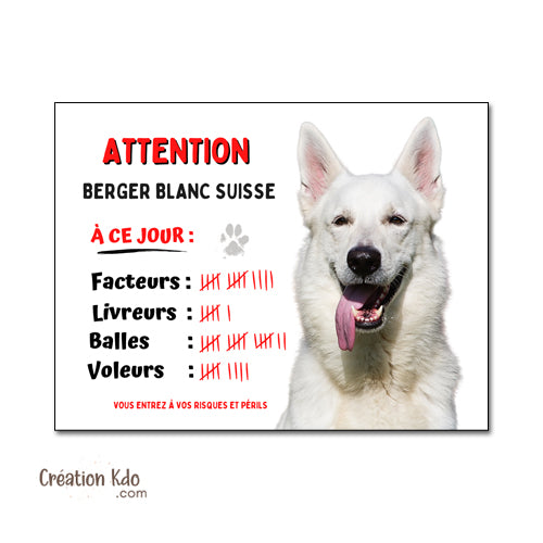 plaque chien vigilant berger blanc suisse panneau portail je monte la garde