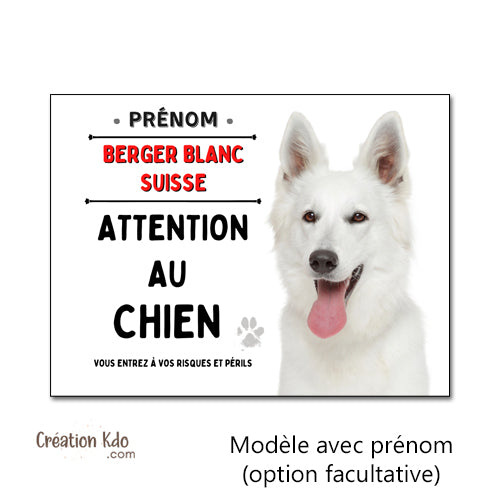 plaque chien vigilant berger blanc suisse panneau portail je monte la garde