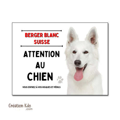 plaque chien vigilant berger blanc suisse panneau portail je monte la garde