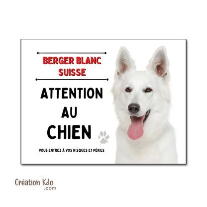 plaque chien vigilant berger blanc suisse panneau portail je monte la garde