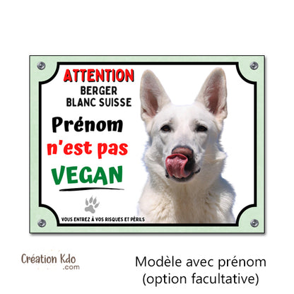 plaque attention au chien berger blanc suisse panneau portail je monte la garde