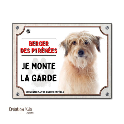 panneau chien berger des pyrénées plaque je monte la garde