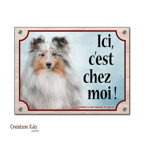 berger des shetland merle panneau attention au chien plaque monte la garde pancarte