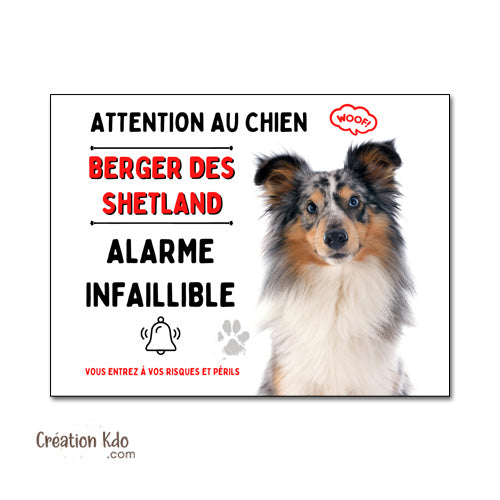 berger des shetland merle panneau attention au chien plaque monte la garde pancarte