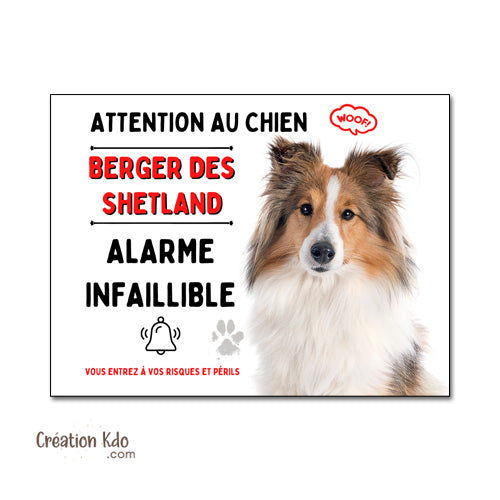berger des shetland panneau attention au chien plaque monte la garde pancarte