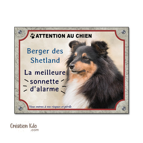 berger des shetland panneau attention au chien plaque je monte la garde pancarte