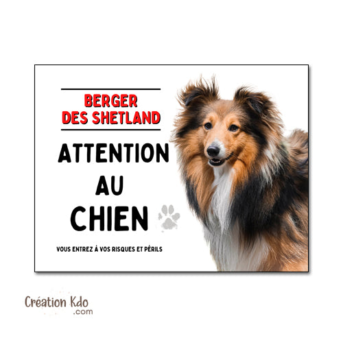 berger des shetland panneau attention au chien plaque monte la garde