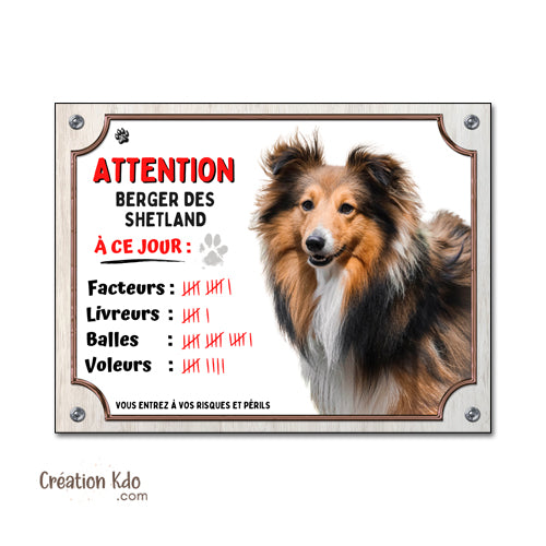 berger des shetland panneau attention au chien humour à ce jour plaque je monte la garde