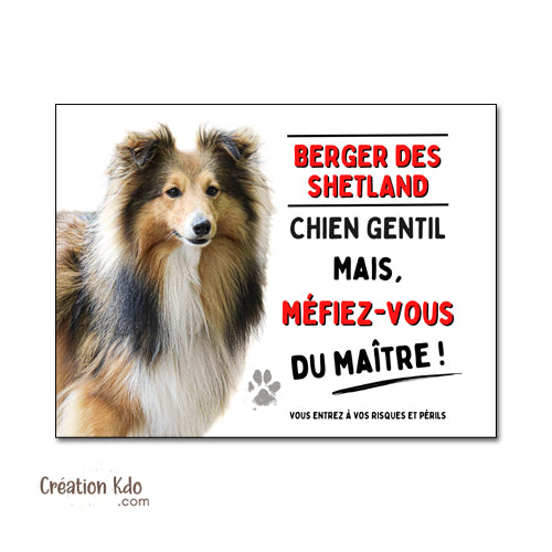 berger des shetland panneau attention au chien gentil plaque je monte la garde