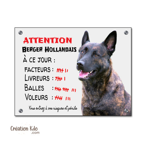 plaque humour berger hollandais attention au chien panneau portail monte la garde