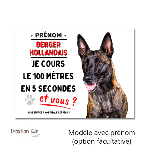 plaque attention au chien berger hollandais panneau portail monte la garde pancarte