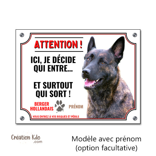 plaque berger hollandais entre qui veut sort qui peut panneau portail chien