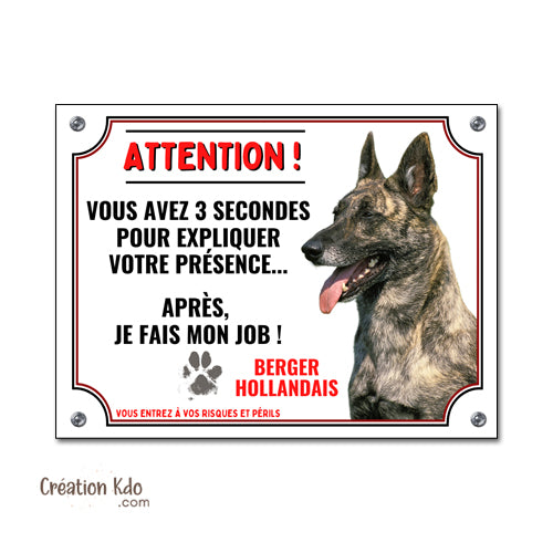 plaque attention au chien berger hollandais panneau portail monte la garde pancarte
