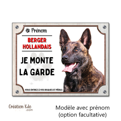 berger hollandais plaque attention au chien panneau portail je monte la garde personnalisé