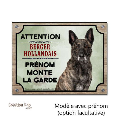 plaque attention au chien berger hollandais panneau portail monte la garde pancarte