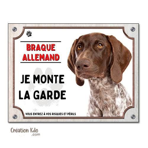 plaque braque allemand attention au chien panneau portail je monte la garde personnalisé