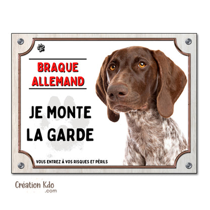 plaque braque allemand attention au chien panneau portail je monte la garde personnalisé