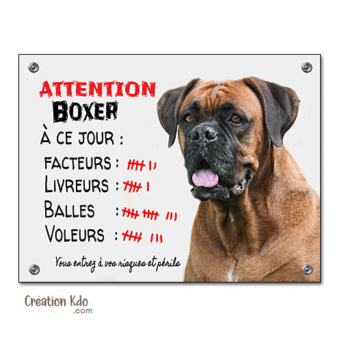 panneau chien boxer attention au chien plaque portail je monte la garde à ce jour humour photo
