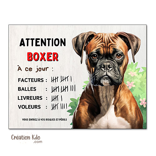 plaque chien boxer attention au chien panneau portail je monte la garde à ce jour facteurs