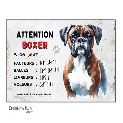 panneau chien boxer attention au chien plaque portail je monte la garde