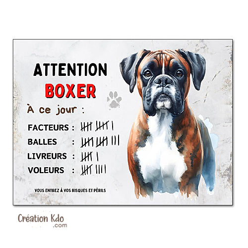 panneau chien boxer attention au chien plaque portail je monte la garde
