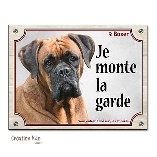 panneau chien boxer attention au chien plaque portail je monte la garde