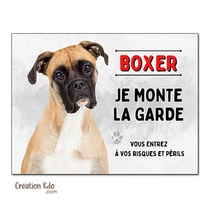 panneau chien boxer attention au chien plaque portail je monte la garde