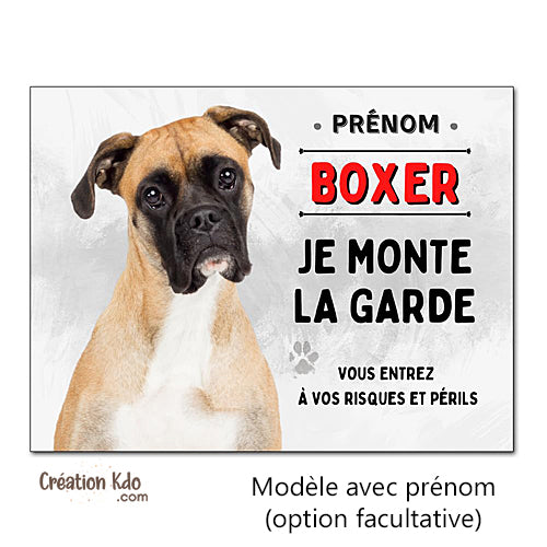 panneau chien boxer attention au chien plaque portail je monte la garde