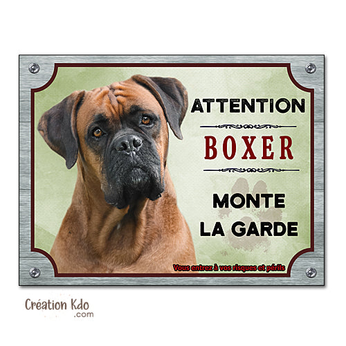 panneau chien boxer attention au chien plaque portail je monte la garde