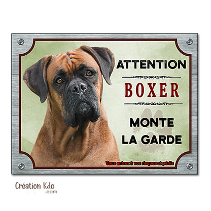 panneau chien boxer attention au chien plaque portail je monte la garde