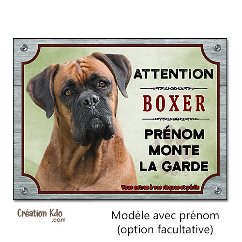 panneau chien boxer attention au chien plaque portail je monte la garde