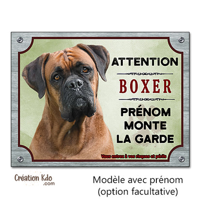 panneau chien boxer attention au chien plaque portail je monte la garde