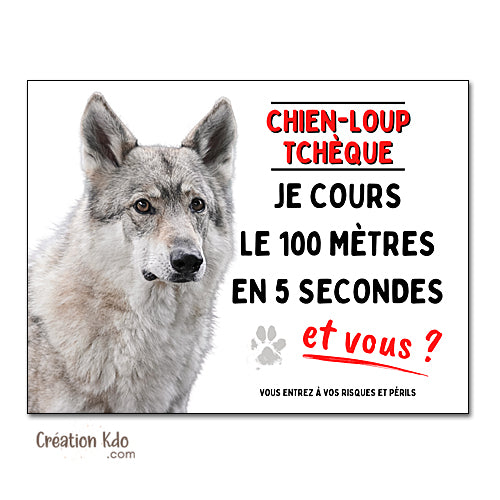 plaque humour chien loup tchèque attention au chien panneau portail je monte la garde