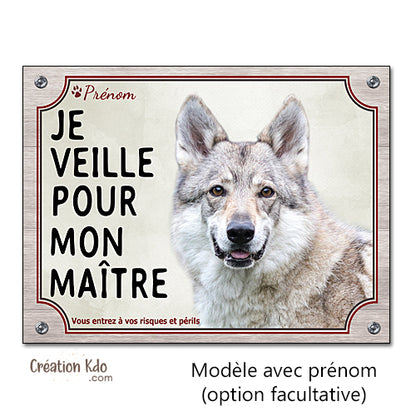 plaque chien loup tchèque attention au chien panneau portail monte la garde je veille pour mon maitre