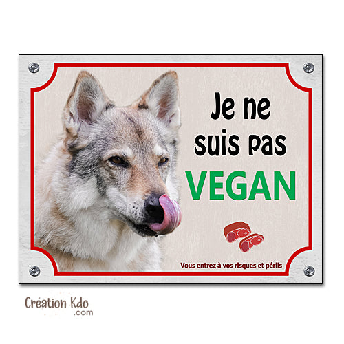 laque chien loup tchèque vegan attention au chien panneau portail je monte la garde