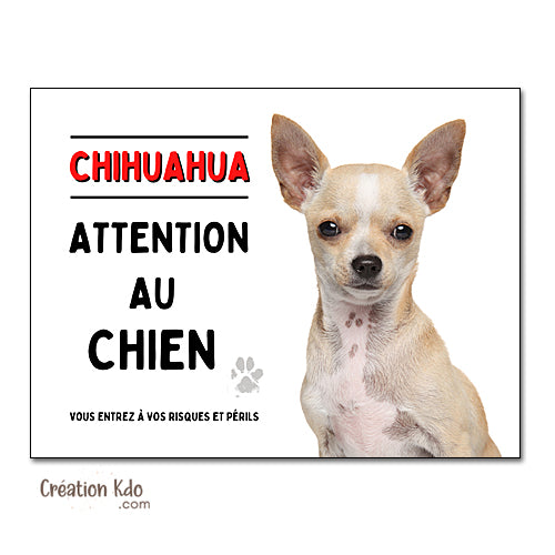 Plaque Chihuahua Panneau de portail attention au chien