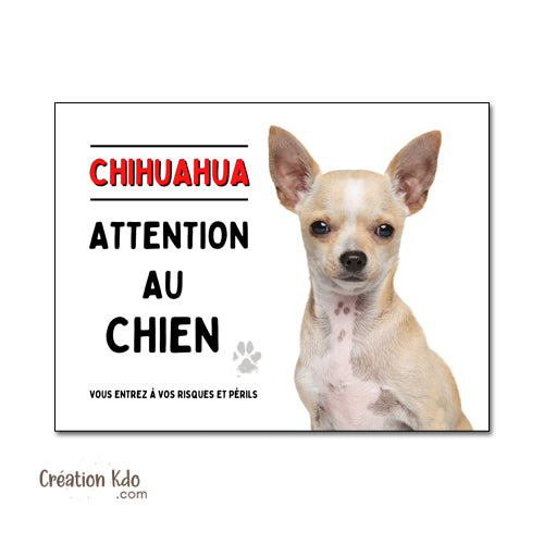 Plaque Chihuahua Panneau de portail attention au chien
