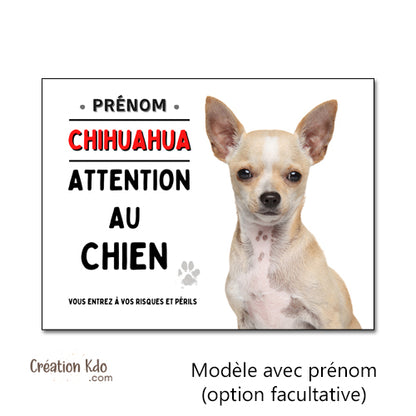 Plaque Chihuahua Panneau de portail attention au chien photo personnalisée