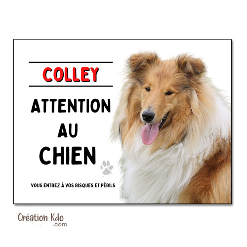 Plaque colley attention au chien panneau portail monte la garde