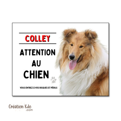 Plaque colley attention au chien panneau portail monte la garde