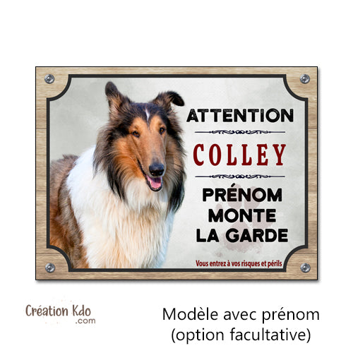 lassie Plaque Attention Colley monte la garde Panneau portail pelage chien zibeline fauve