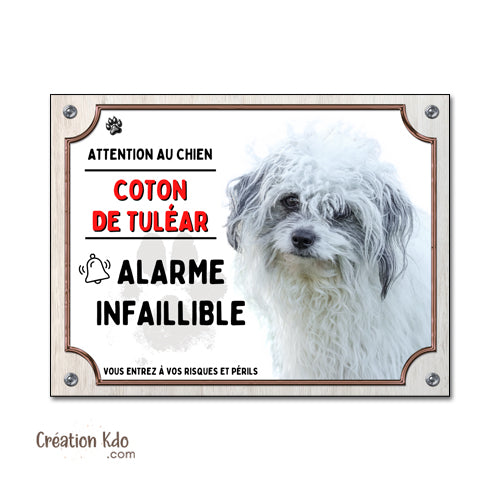 plaque humour attention au chien coton de tuléar panneau monte la garde