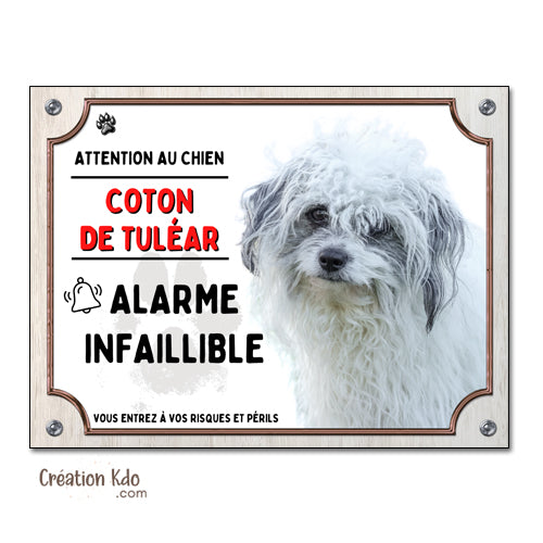 plaque humour attention au chien coton de tuléar panneau monte la garde