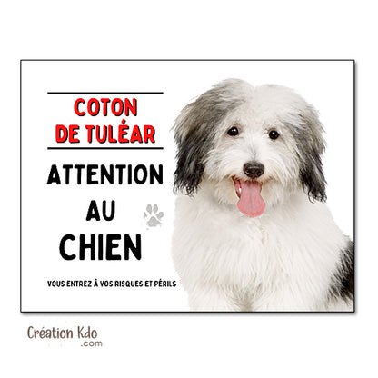 Plaque Attention au Chien Coton de Tuléar Panneau