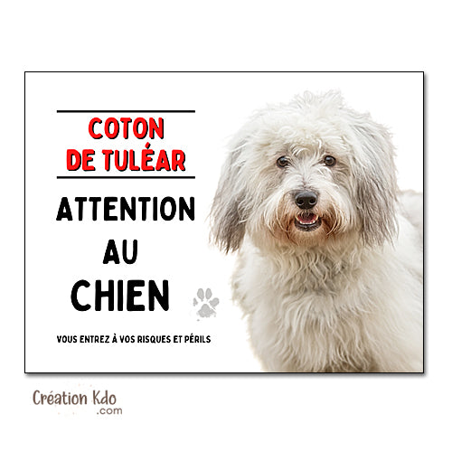 Plaque Attention au Chien Coton de Tuléar panneau