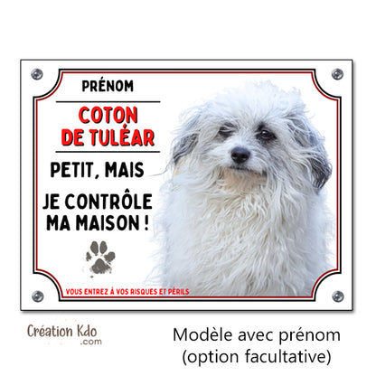 plaque humour coton de tuléar panneau attention au chien je monte la garde personnalisé