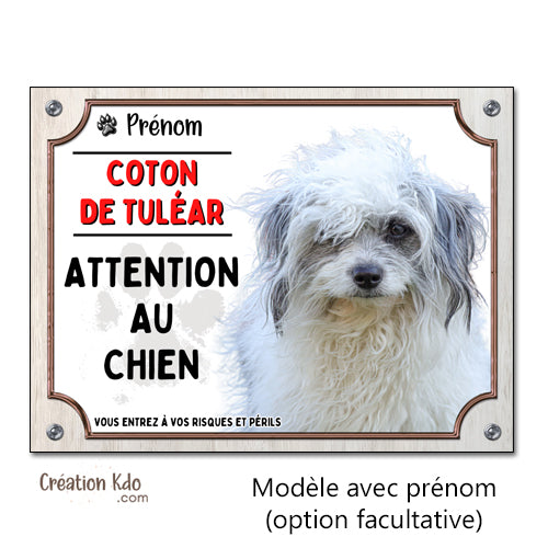plaque attention au chien coton de tuléar panneau monte la garde
